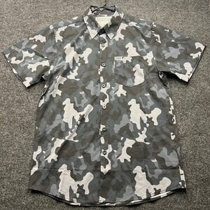 Dixxon Flannel Co Mens Small Grey Camo Short Sleeve Button Down Shirt 2769